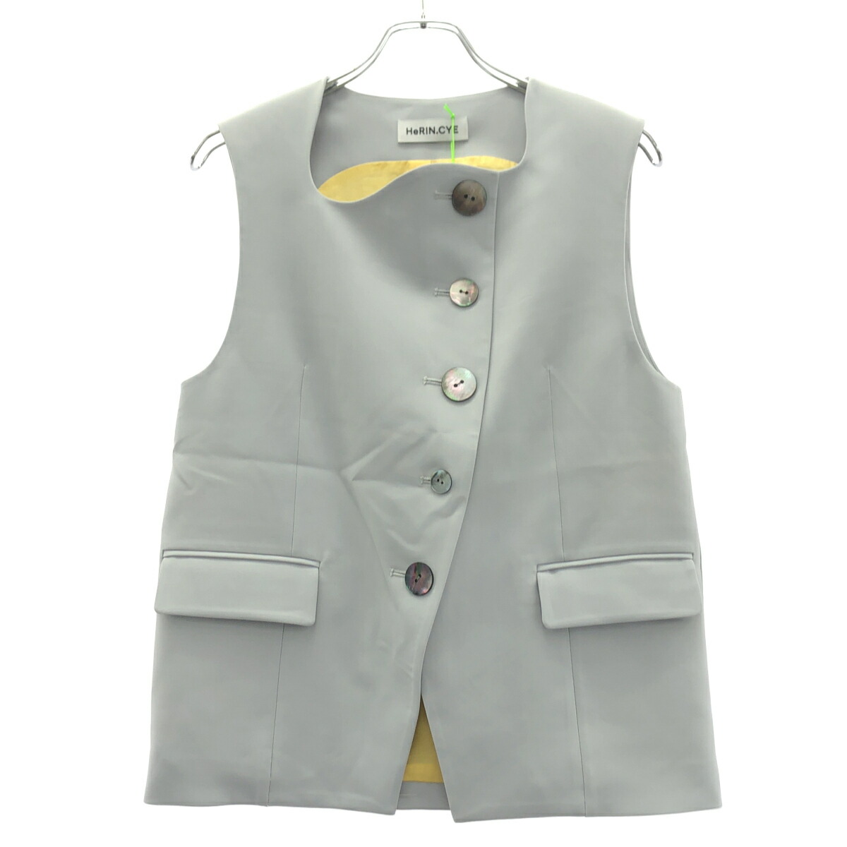 HeRIN.CYE ヘリンドットサイ 26SS Wave neck vest ウェーブネックベスト 530JSM30-0871 薄墨色 F 【中古】 ITWUHI1202H8