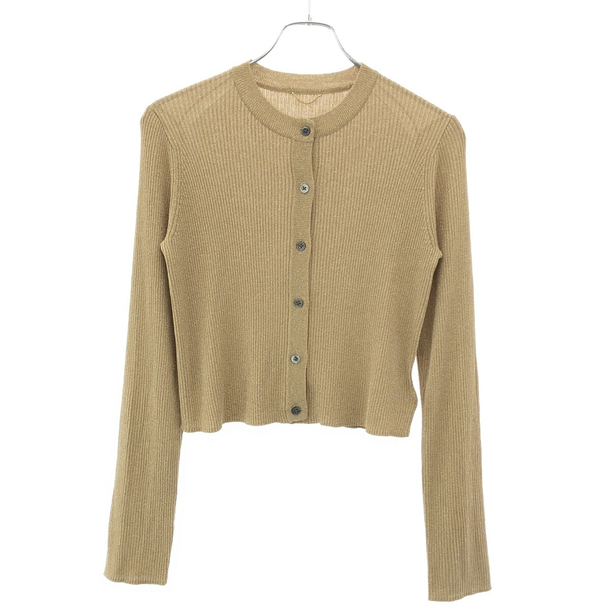 L\u0027Appartement アパルトモン Rib Knit Cardigan リブニットラメカーディガン 25-080-860-7140 ゴールド 【中古】 ITOKC5TWACNQ カーディガン・ボレロ-トップス-レディースファッション