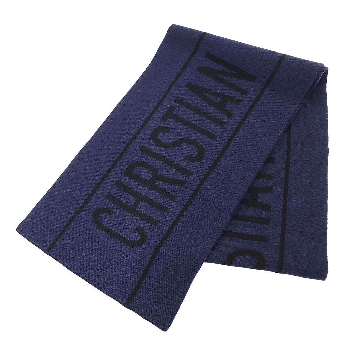 Christian Dior ディオール ウールカシミヤロゴニットマフラー 01DSI354I103 米国海軍 U 【中古】 ITPSYQJ916GY