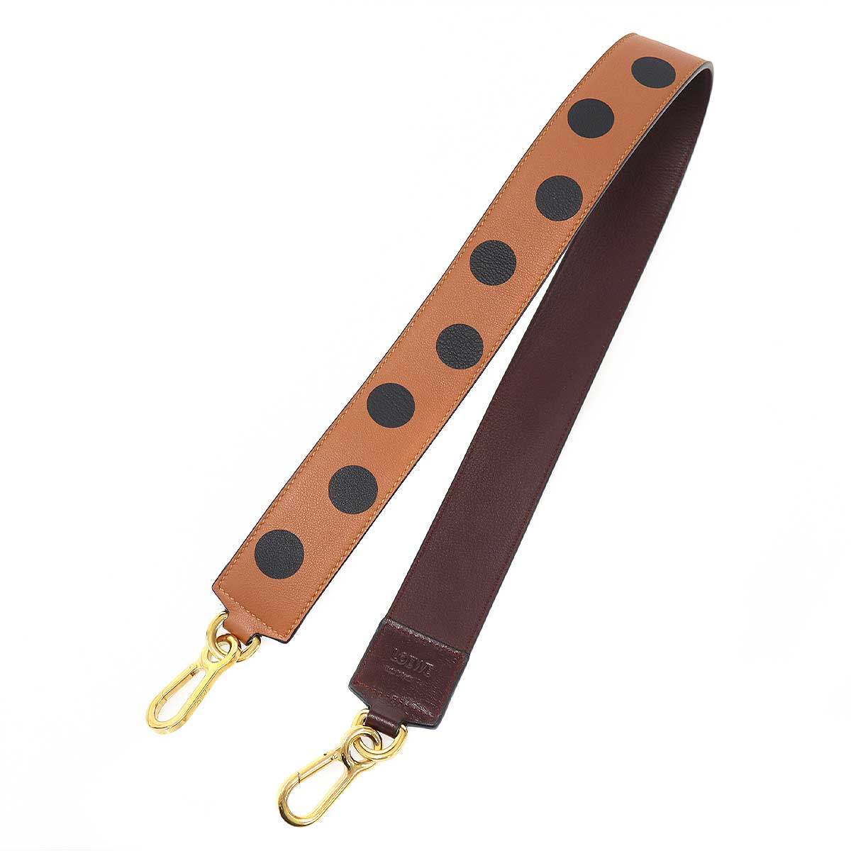 LOEWE ロエベ ドット レザーショルダーストラップ ブラウン ブラック 【中古】 ITT4ENKGMZZP｜MODESCAPE 店 26,727円