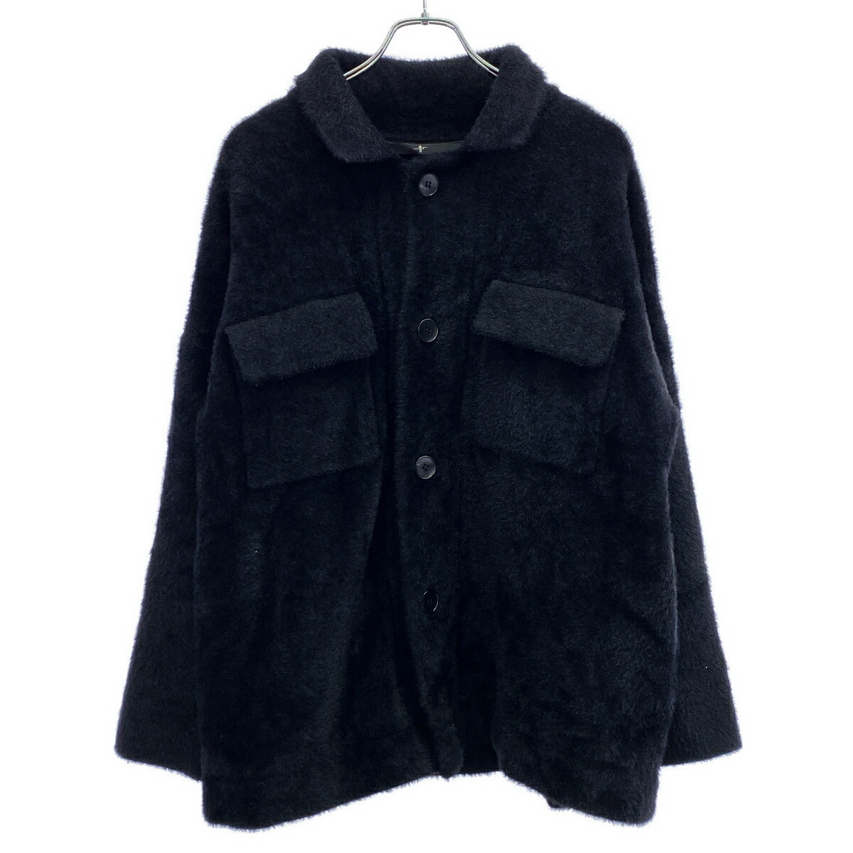 NO ID ノーアイディ シャギーニットビッグジャケット 847010-509K ブラック ONE 【中古】 ITZVHKPSO9RK｜MODESCAPE 店