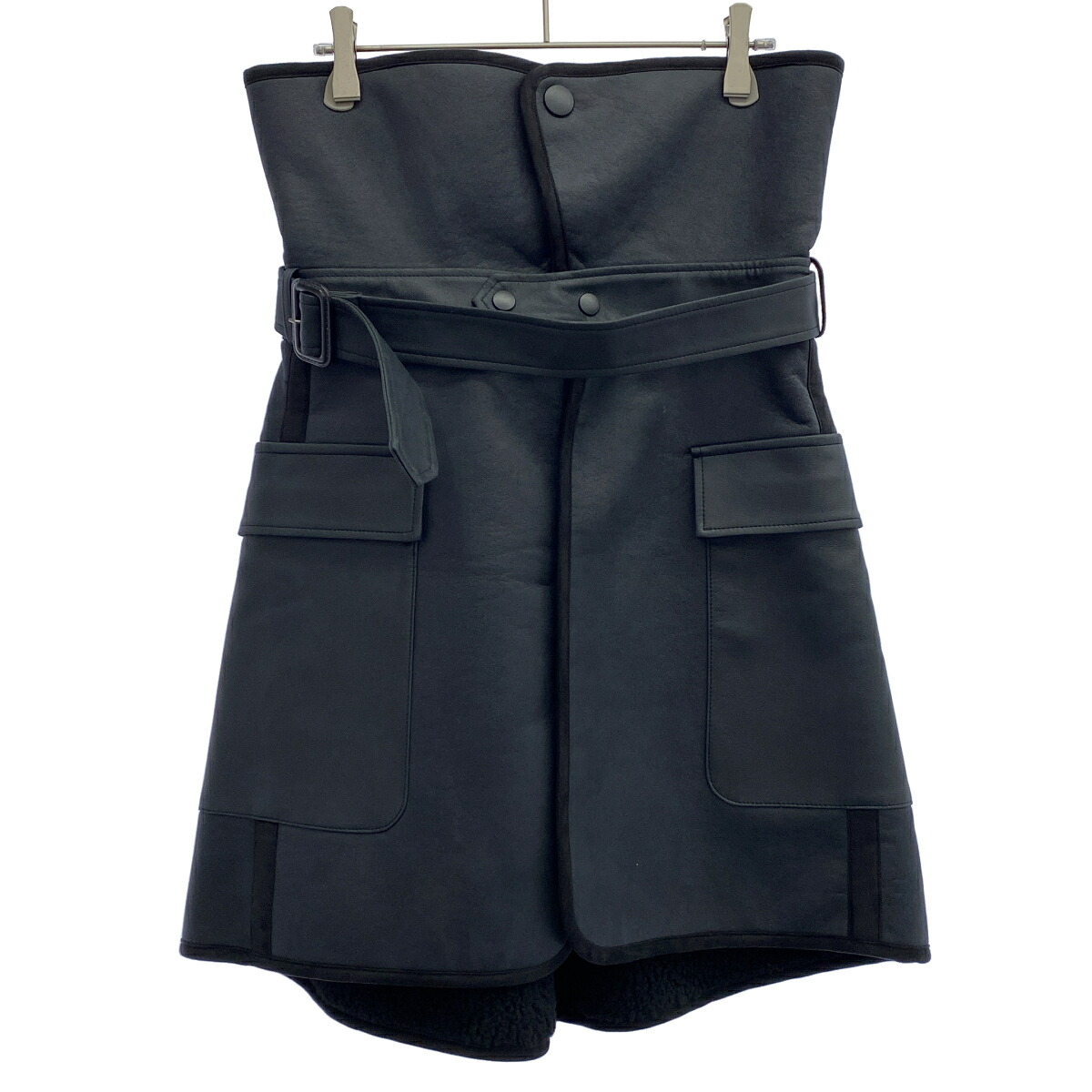 THE RERACS ザ リラクス 22AW SYNTHETIC MOUTON SKIRT ムートンラップスカート 22FW-RESK-139L ブラック 38 【中古】 ITREQEGLFM96｜MODESCAPE 店