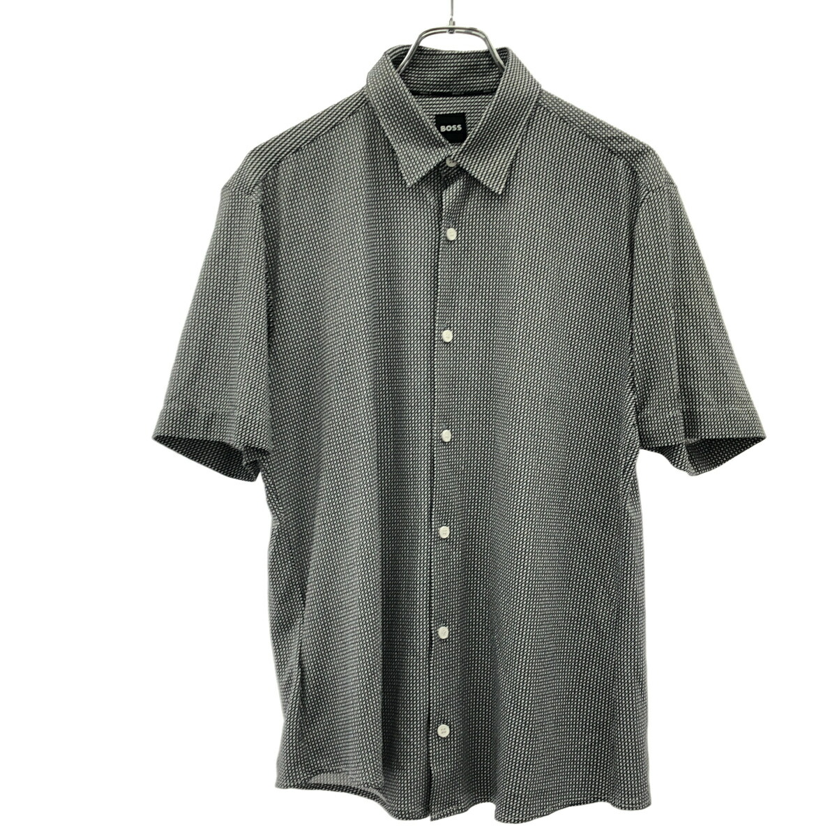 HUGO BOSS ヒューゴ 主任者 総柄 ショートスリーブシャツ 50554313 白いこと 黒いこと M 【中古】 ITH12IVWSZF6