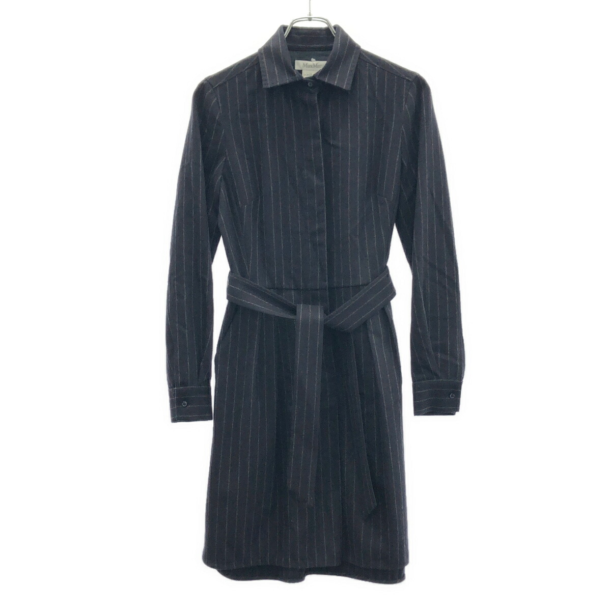 MaxMara マックスマーラ ストライプシャツワンピース 122612036 米国海軍 40 【中古】 ITVLB6ZIAOLQ