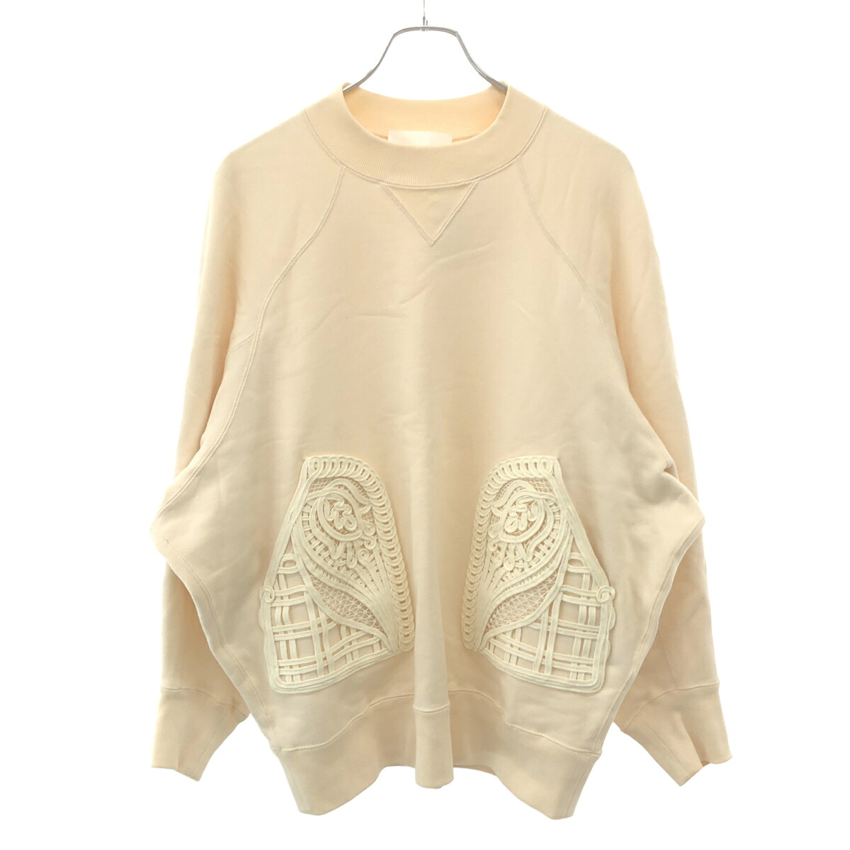 mame kurogouchi マメ クロゴウチ 21SS Oversized Embroidered Sweatshirt オーバーサイズエンブロイダリースウェットプルオーバー MM21PS-JS707 ベージュ 1 【中古】 ITTFB9MW80AY|MODESCAPE 店