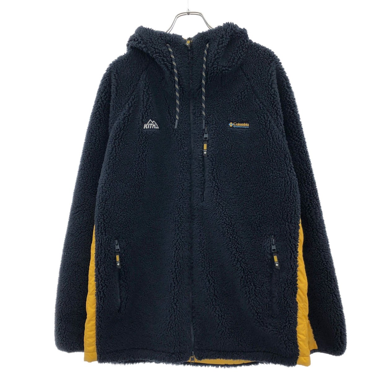 KITH×Columbia 口吸い×コロンビア High Pile Full Zip Jacket ボアフリースジャケット  米国海軍 L 【中古】 ITFYN61H4TNS