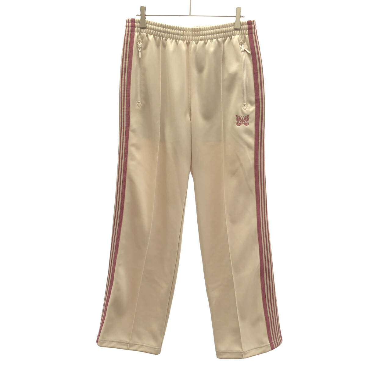 Needles ニードルズ 25SS Track Pant - Poly Smooth 貨物自動車ズボン下 QV307 象牙色 サクラ色 S 【中古】 ITTVTJZGGF8S