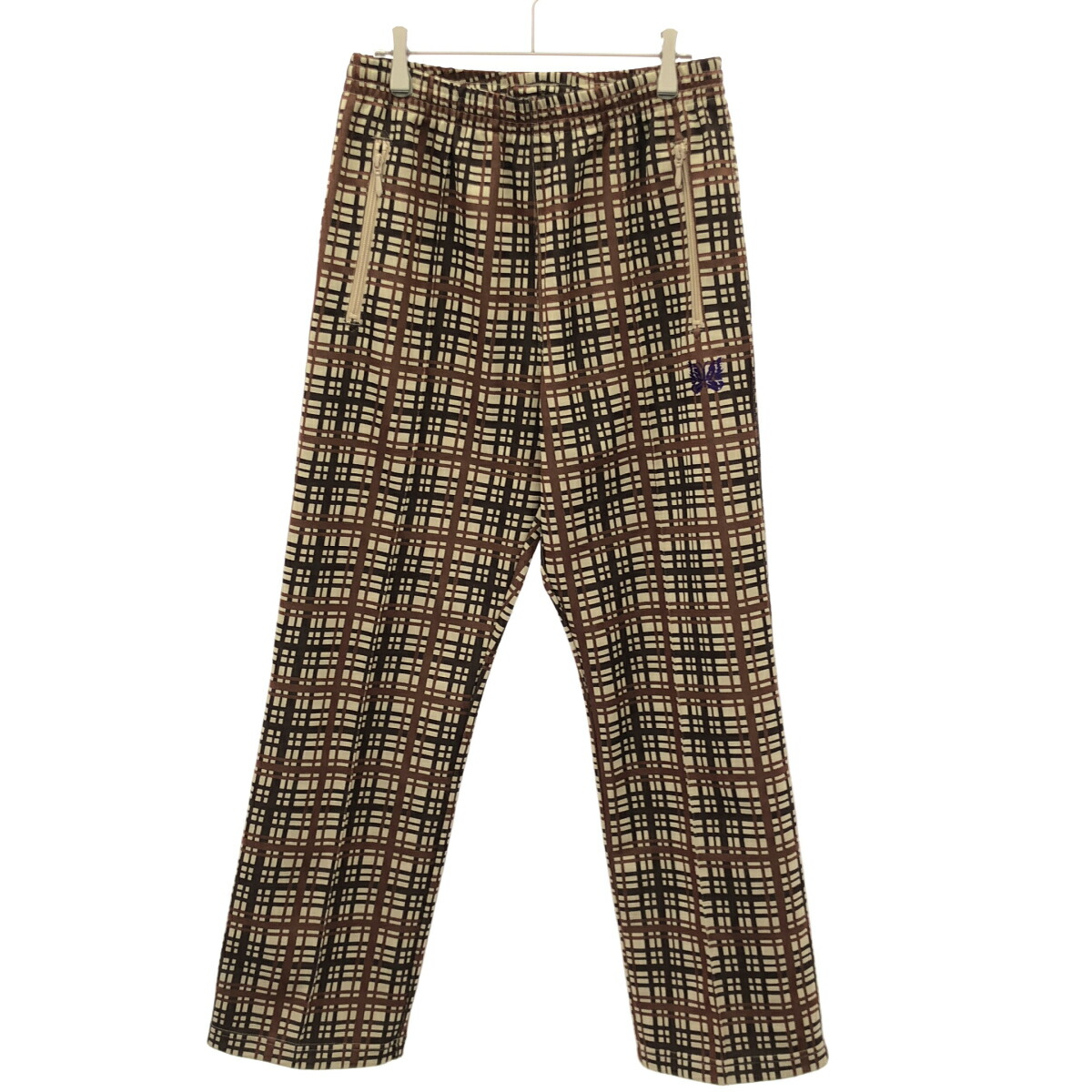 Needles ニードルズ 25AW Track Pant - Poly Jacquard 貨物自動車ズボン下 RW313 ベージュ 赤銅色 S 【中古】 ITYPOLUS9QAD