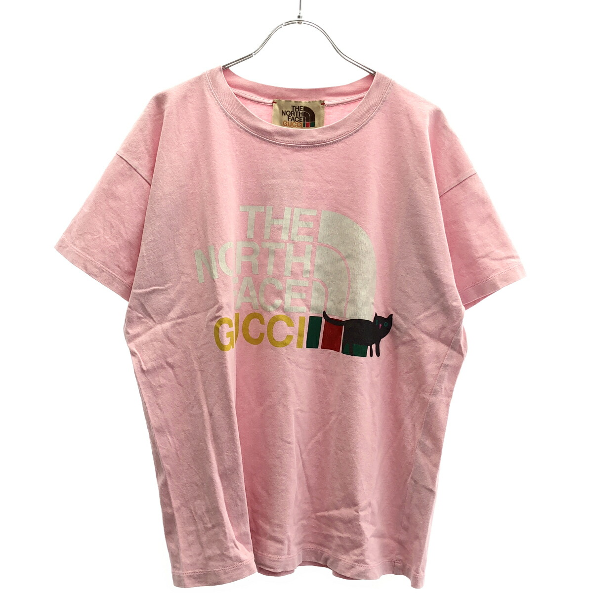 GUCCI×THE NORTH FACE グッチ 北の方人間の顔 ロゴキャットプリントプルオーバー 616036 XJDRC サクラ色 S 【中古】 IT61ZRDM6WV8