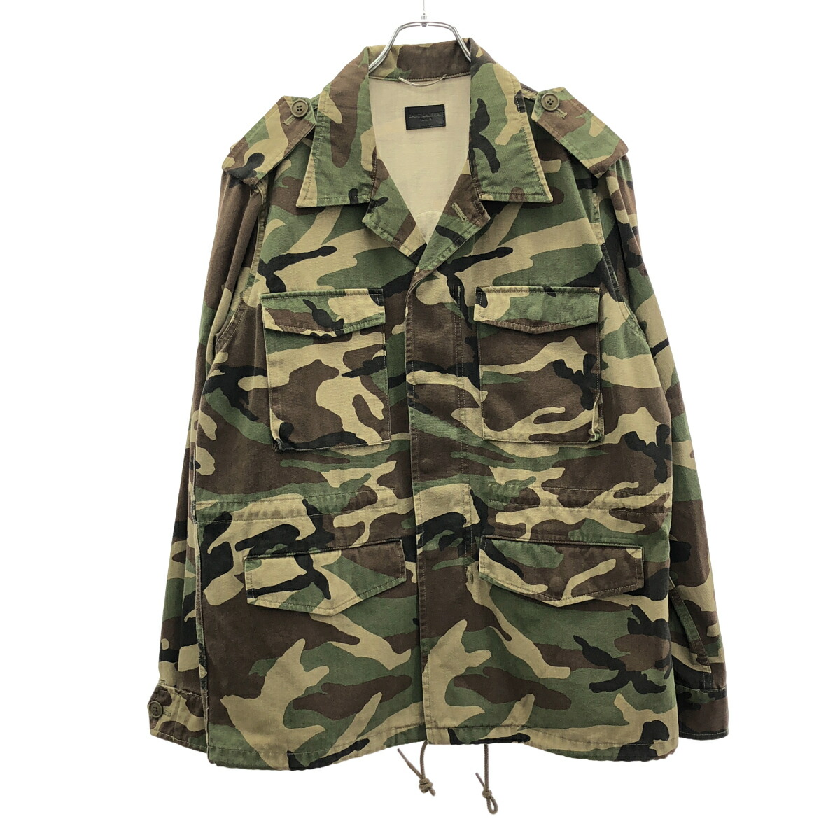 SAINT LAURENT PARIS サンローラン 光の都市 17SS LOVE継ぎ切れ ミリタリー上衣 454701 Y863L カーキ L 【中古】 IT9V5KKGVT5Y