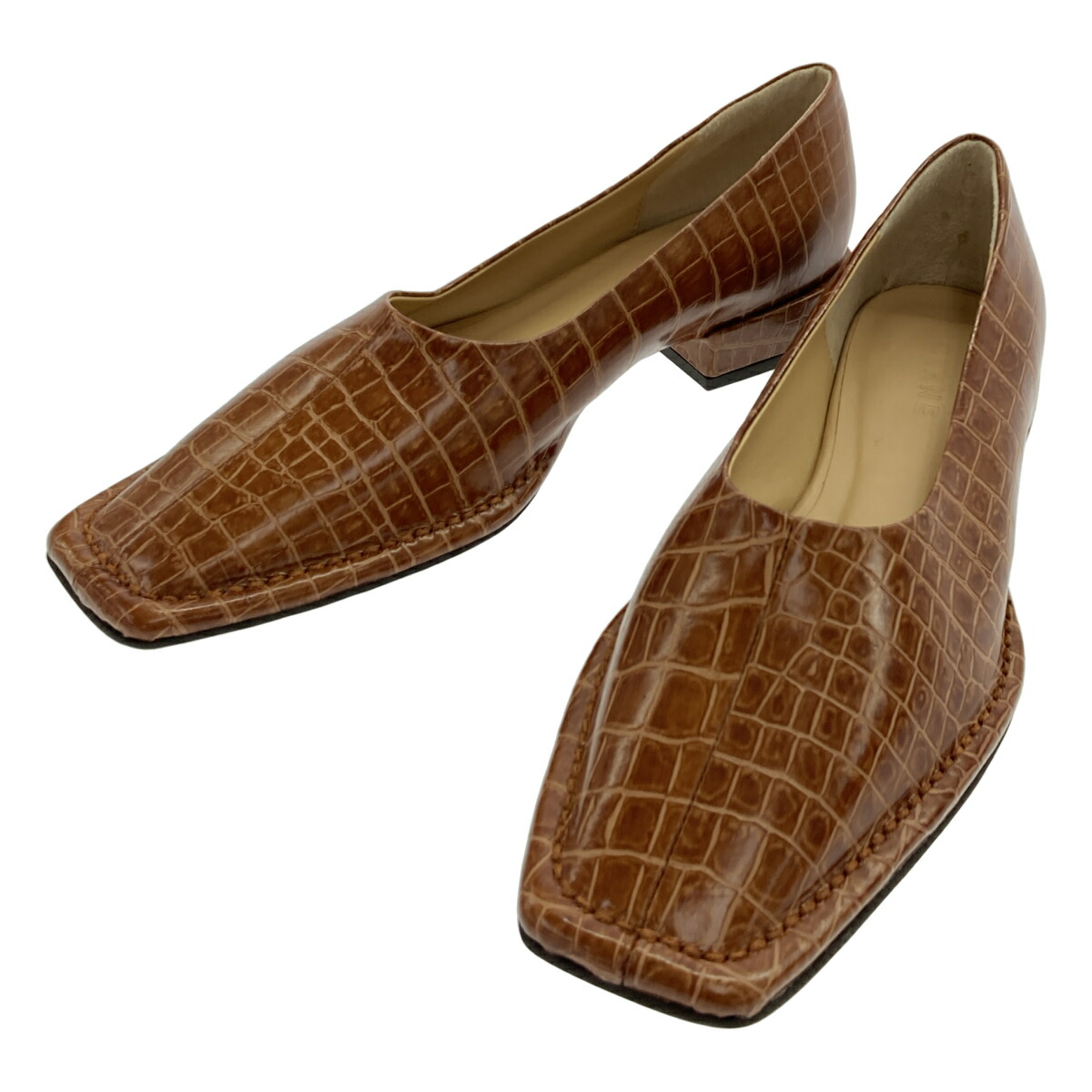 CLANE クラネ OUTSTITCH SQUARE FLAT SHOES 滑っこいシューズ 13115-8402 赤銅色 37 【中古】 ITCOP8LCX7W5