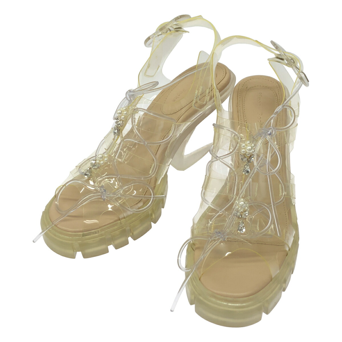 Simone Rocha シモーネ ロシャ LACE-UP HEELED TREK SANDALS  PVC クリアヒールサンダル  せつ然たる 36 【中古】 ITEA9BV3PL3A