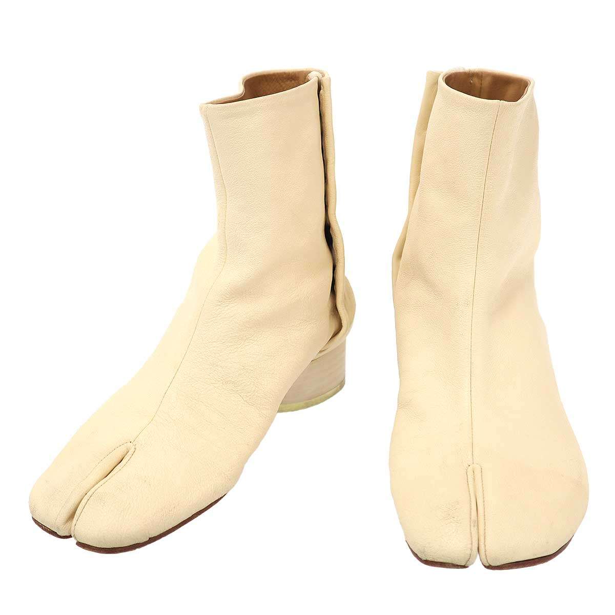Maison Margiela 22 メゾン マルジェラ TABI 30mm タビレザーアンクルブーツ 足袋 アイボリー 36 【中古】 ITVYZ3O9YVZU|MODESCAPE 店