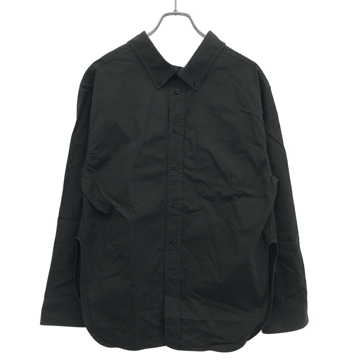 BALENCIAGA バレンシアガ ロゴエンブロイダリーオーバーサイズボタンダウンシャツ 518189 黒いこと 32 【中古】 IT9Y8I0NCFS0