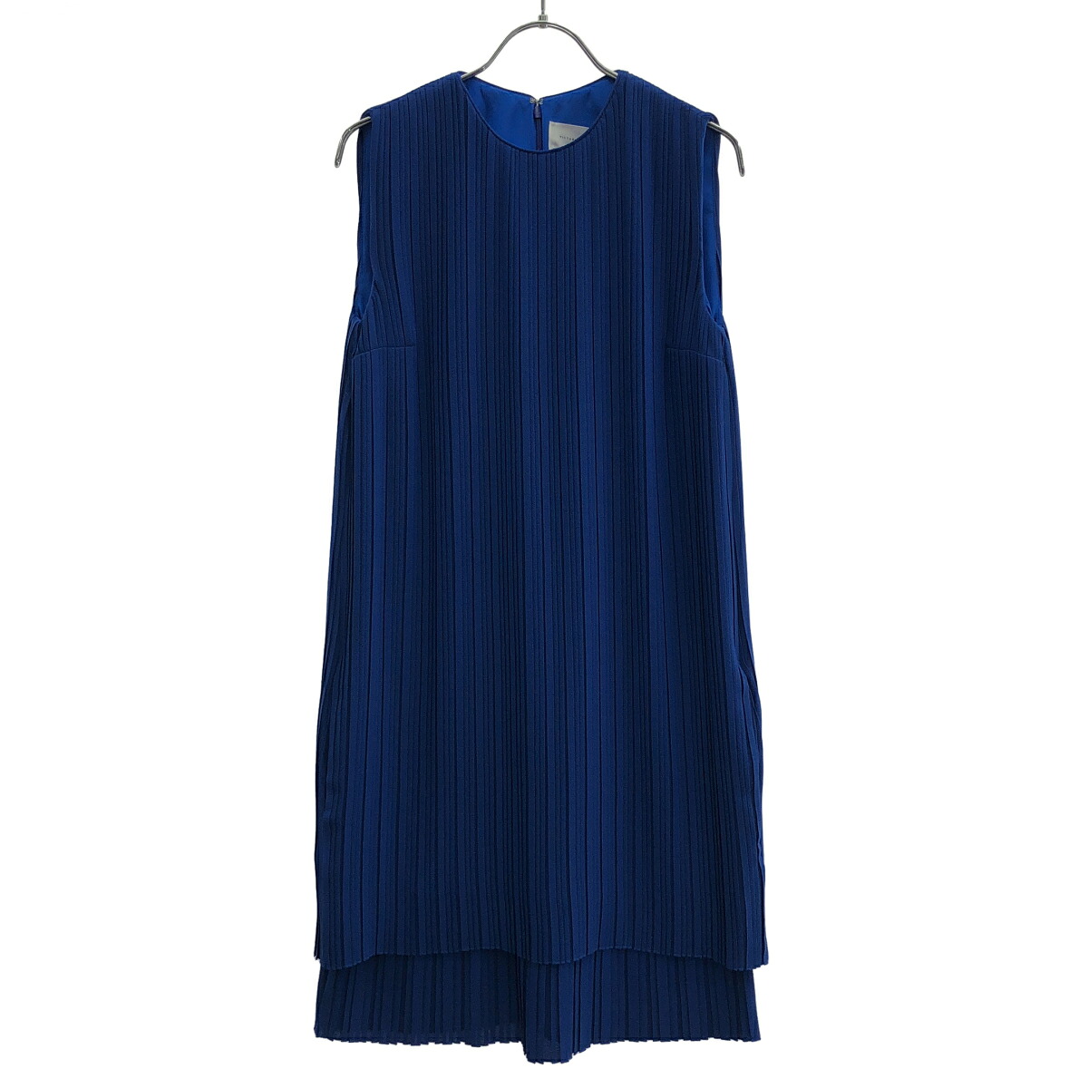 Victoria Victoria Beckham ヴィクトリアヴィクトリアベッカム ノースリーブプリーツワンピース ブルー UK6 【中古】 ITVLR768VSBL｜MODESCAPE 店