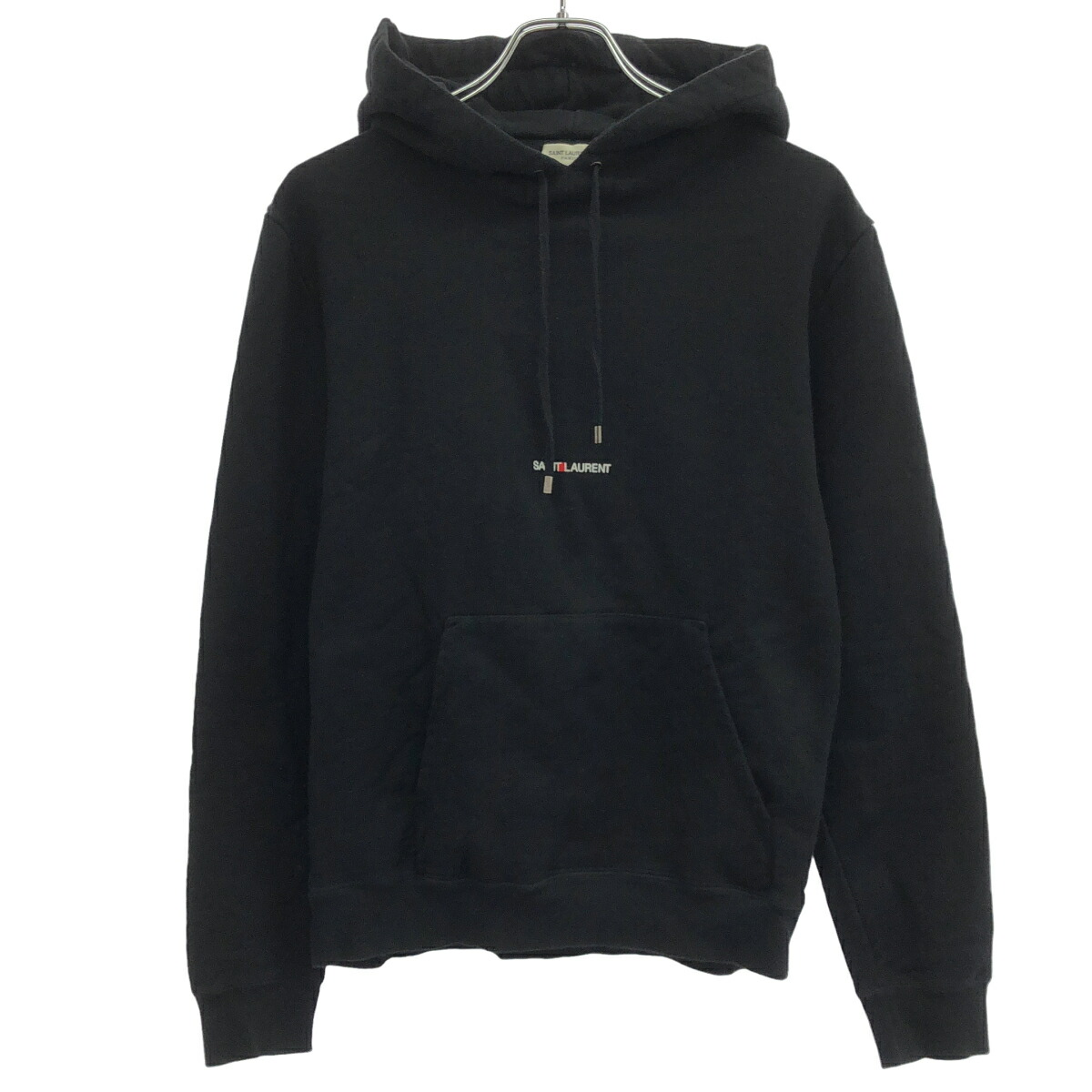 SAINT LAURENT PARIS サンローラン 光の都市 ロゴプリントプルオーバースウェットパーカー 677259 YB2PG 黒いこと M 【中古】 IT39HNKMYRD6