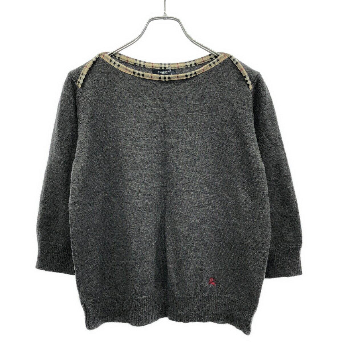BURBERRY LONDON バーバリーロンドン ノバチェックパイピングニットセーター FB155-680-07 薄墨色 15 【中古】 IT0IHXP9TJR3