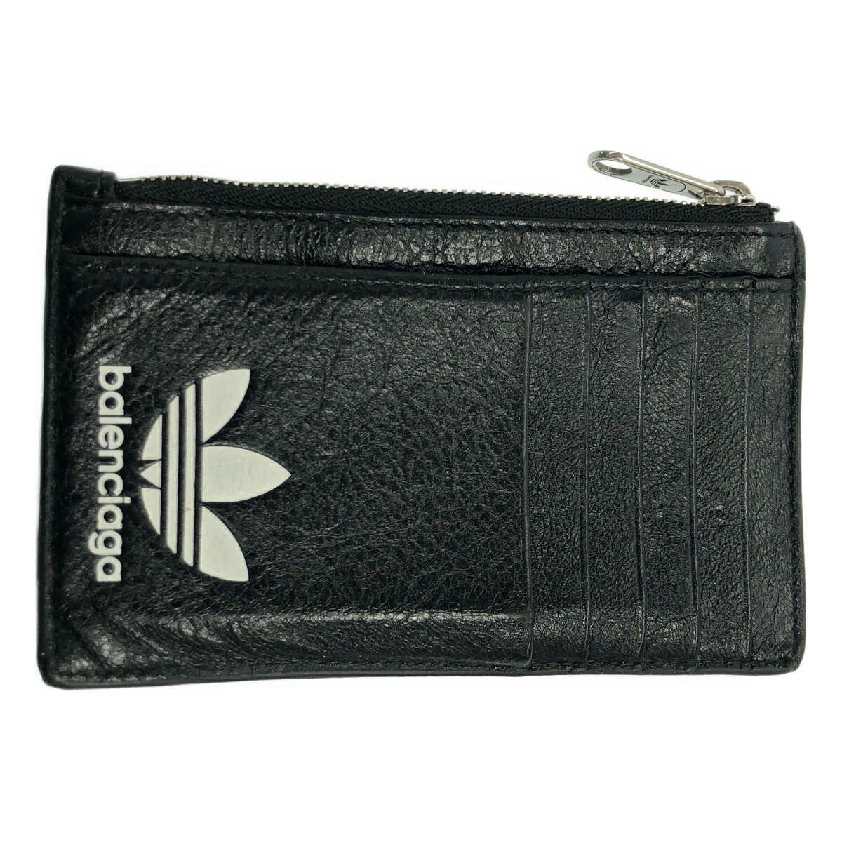 BALENCIAGA×adidas バレンシアガ アディダス フラグメントレザーカードケース 721896 黒いこと  【中古】 IT108WUOM97S