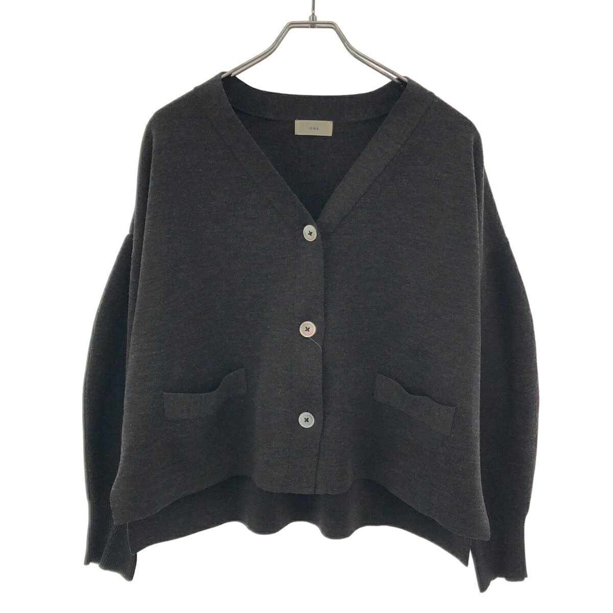 IENA イエナ 24AW スーパーファインスムースショートカーディガン 24-080-900-3530 濃灰色薄墨色 ー 【中古】 ITKTUW884SEI