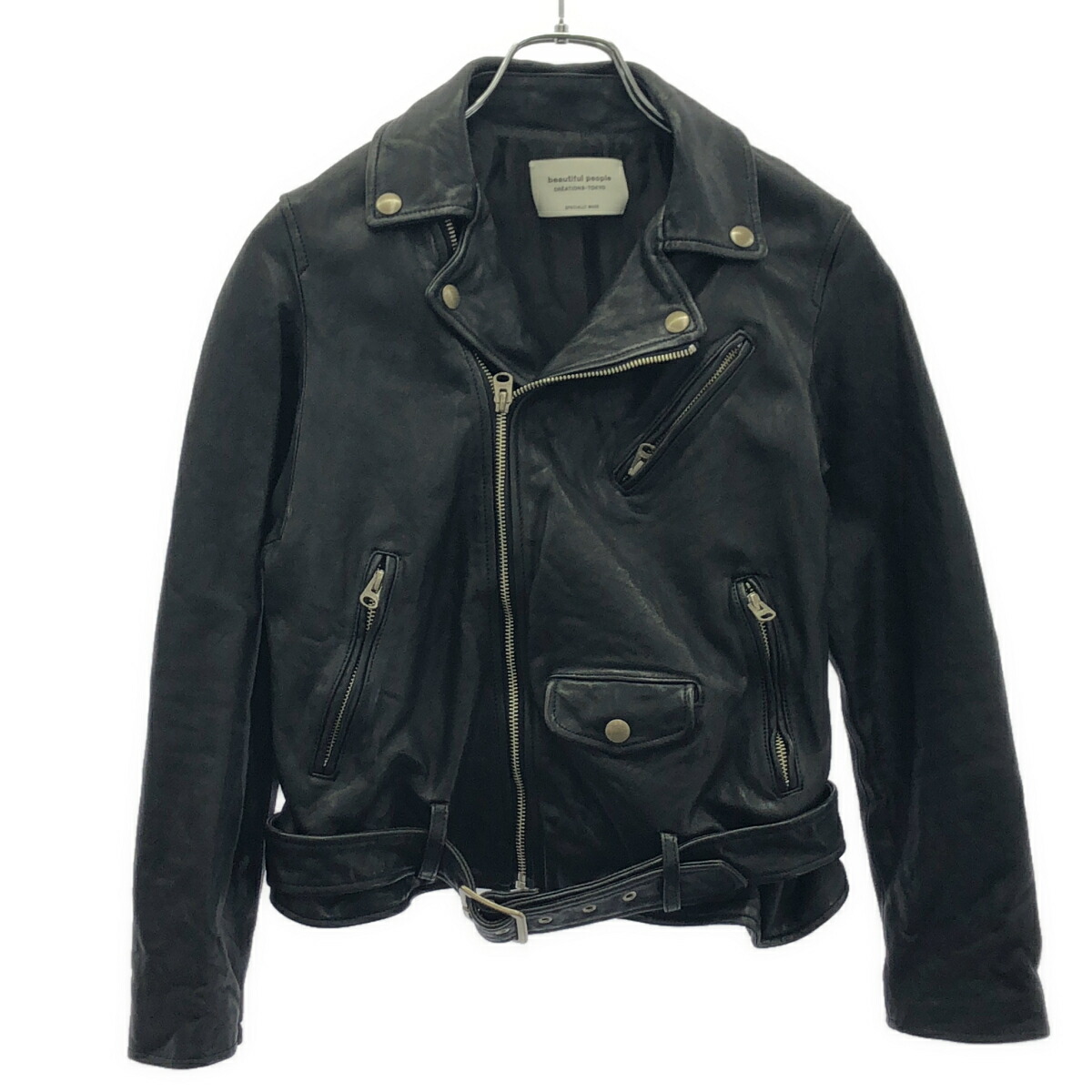 beautiful people ビューティフルピープル シュリンクレザーダブルライダースジャケット 1735402401 黒いこと 150 【中古】 ITT51ZZPZ21Y