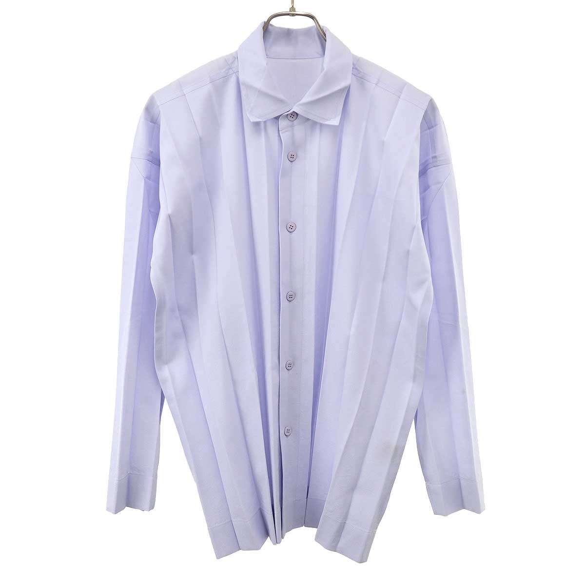 HOMME PLISSE ISSEY MIYAKE オム プリッセ イッセイ ミヤケ 26SS EDGE ENSEMBLE プリーツレギュラーカラーシャツ HP61-FJ176 青色 2 【中古】 IT54CSGV4RGI