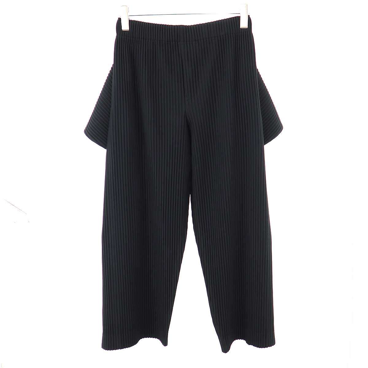 HOMME PLISSE ISSEY MIYAKE オム プリッセ イッセイ ミヤケ 26SS COVER AND FOLD プリーツデザインパンツ HP61-JF202 黒いこと 1 【中古】 ITCMVEL8XTG7