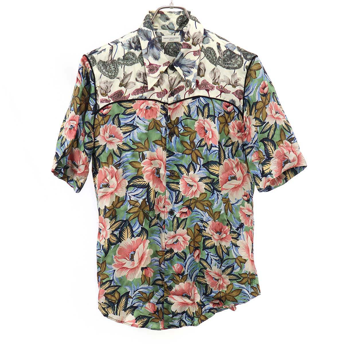 DRIES VAN NOTEN ドリスヴァンノッテン 14SS フラワープリントパイピングレーヨンシャツ 73-05-41-05011 雑ぜ合わせる色つや 46 【中古】 IT2OT6IHHY8C
