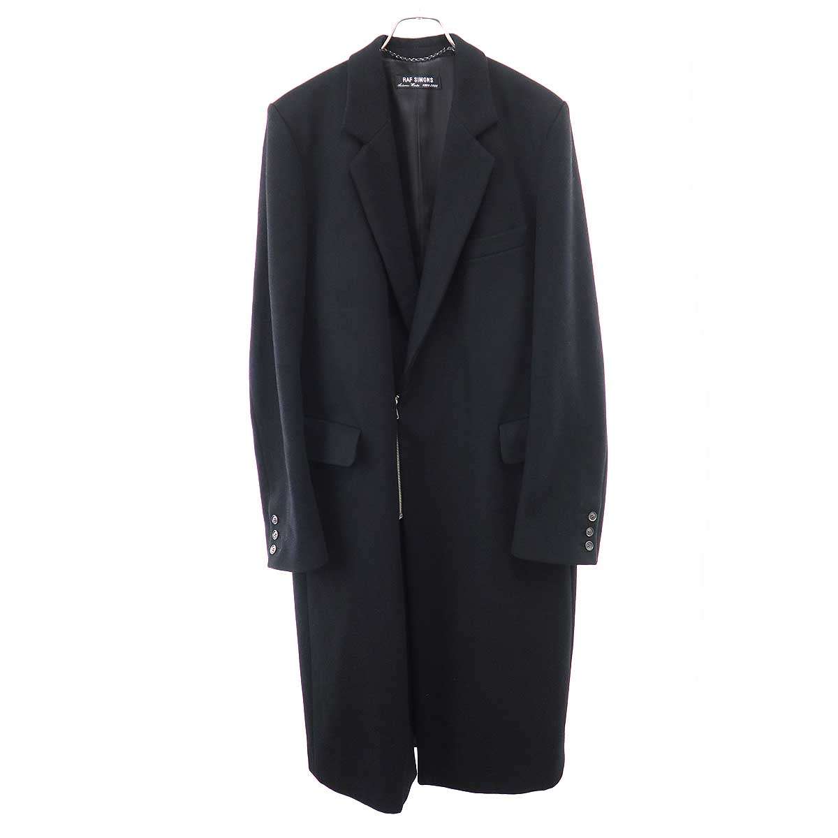 RAF SIMONS ラフシモンズ 1999AW メルトンウールジップチェスターコート ブラック 50 【中古】 ITN87HHM68Y0|MODESCAPE 店