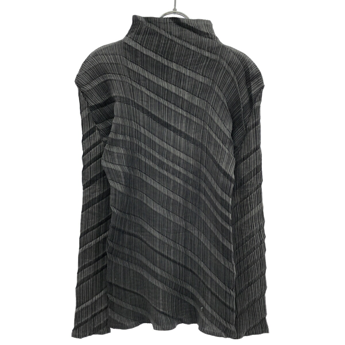 ISSEY MIYAKE イッセイミヤケ 2005SS プリーツスパイラス ハイネックカットソー IM51-FJ944 薄墨色 M 【中古】 ITCEGFKTDJET