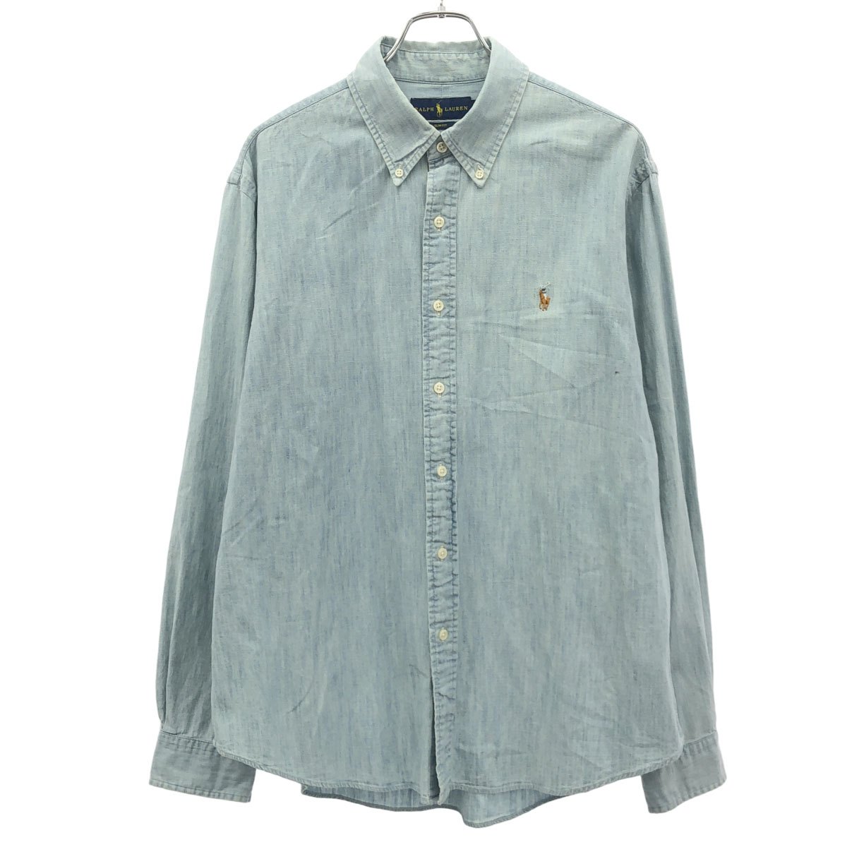 RALPH LAUREN ラルフローレン ボタンダウンシャンブレーシャツ  青碧 XL 【中古】 ITF5Y1DGLYTU