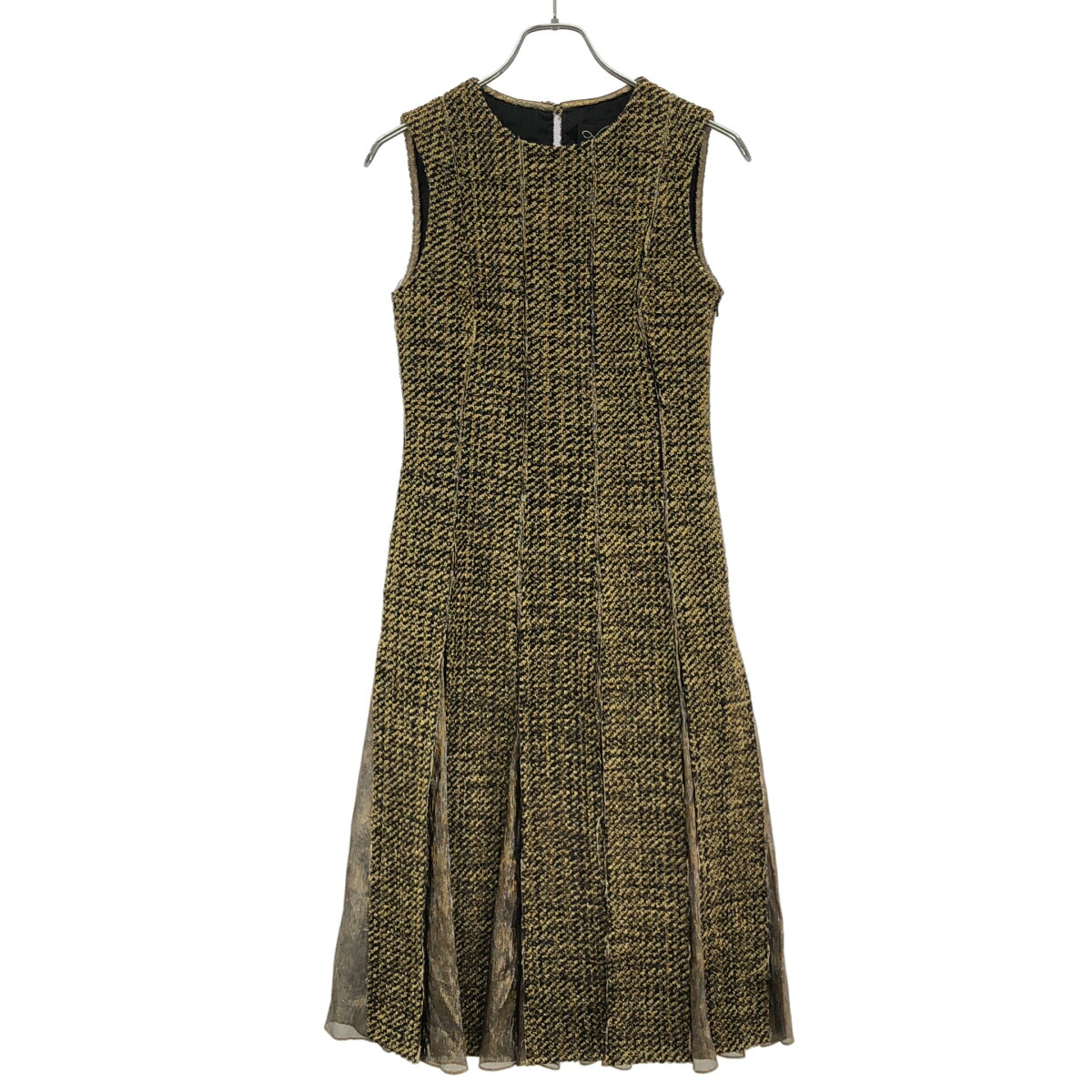 Oscar de la Renta オスカー デ ラ レンタ ノースリーブ ツイードドレスワンピース 21RN251LXW ゴールド 2 【中古】 IT46MFJDF1XY