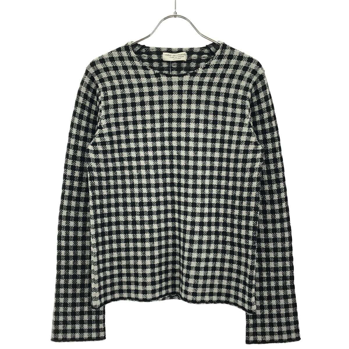 robe de chambre COMME des GARCONS ローブドシャンブル コムデ給仕 ギンガムチェックニットセーター RK-N013 黒いこと×白いこと 書きあらわすなし 【中古】 IT4TFQLRNFZX