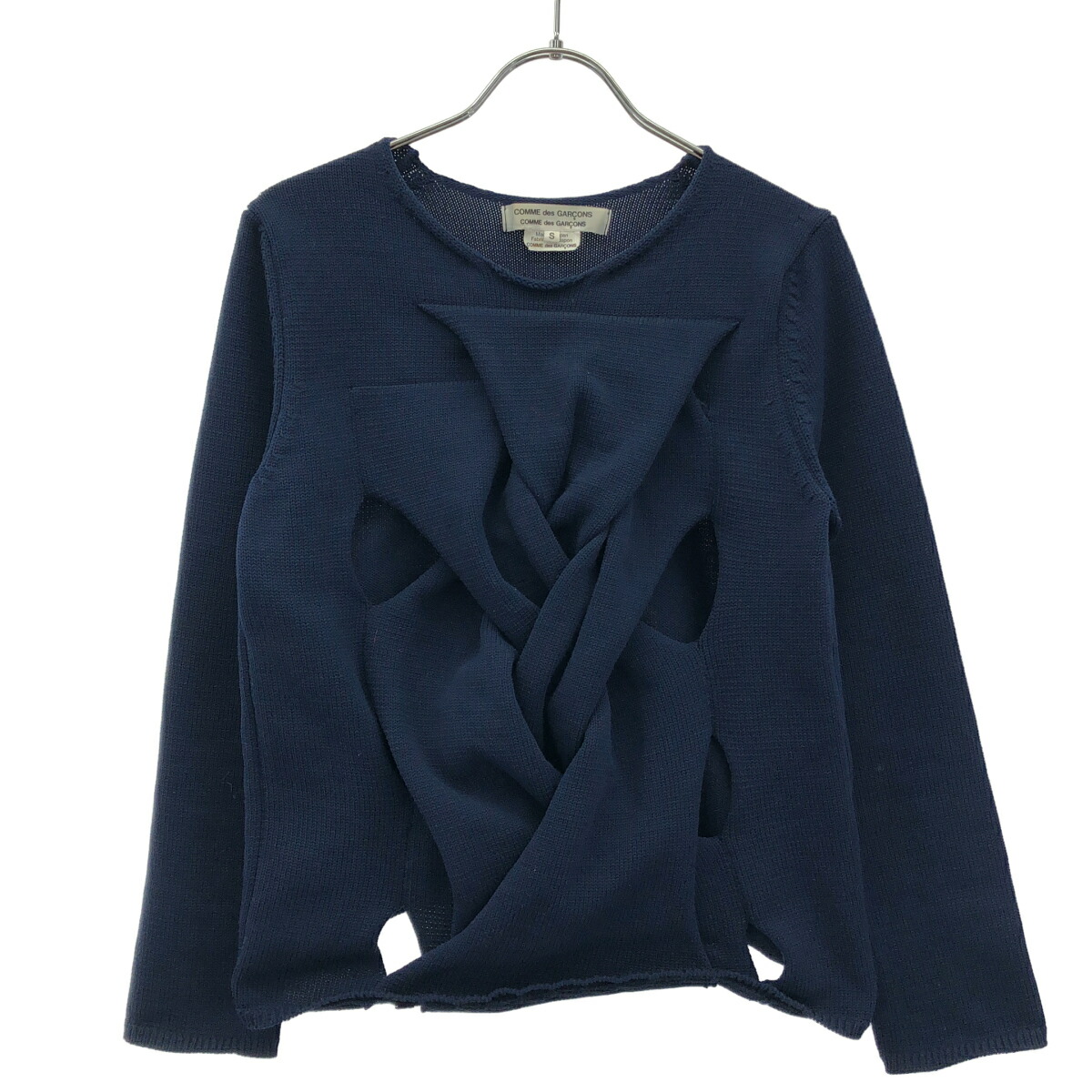 COMME des GARCONS COMME des GARCONS コムデギャルソンコムデギャルソン 22SS カットアウトツイストポリエステルニットプルオーバー RI-N003 米国海軍 S 【中古】 IT7HUK96REOB