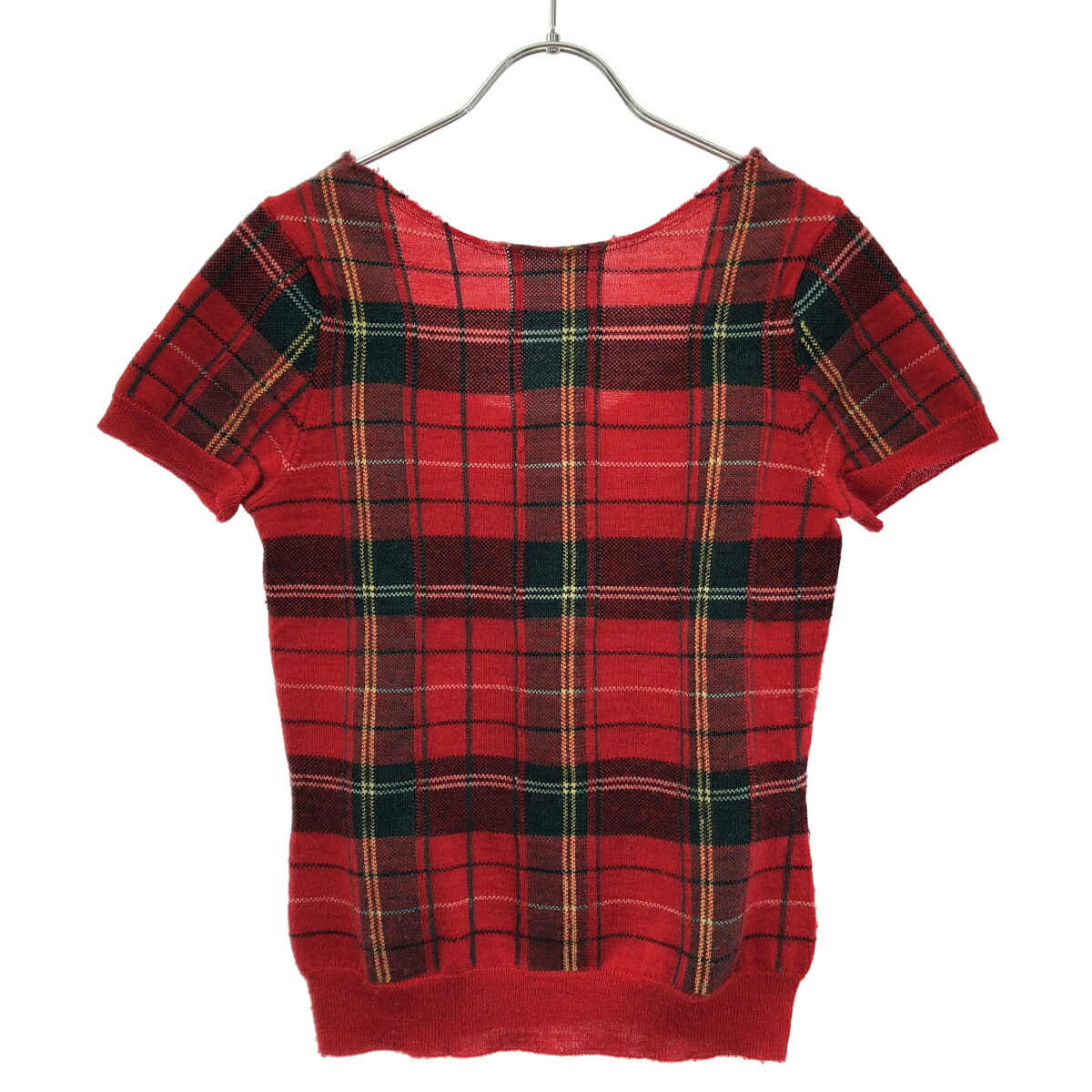 COMME des GARCONS コムデ給仕 2006SS ショートスリーブタータンチャックニットトップス GQ-N014 赤いこと S 【中古】 IT9F0RPLSZMU