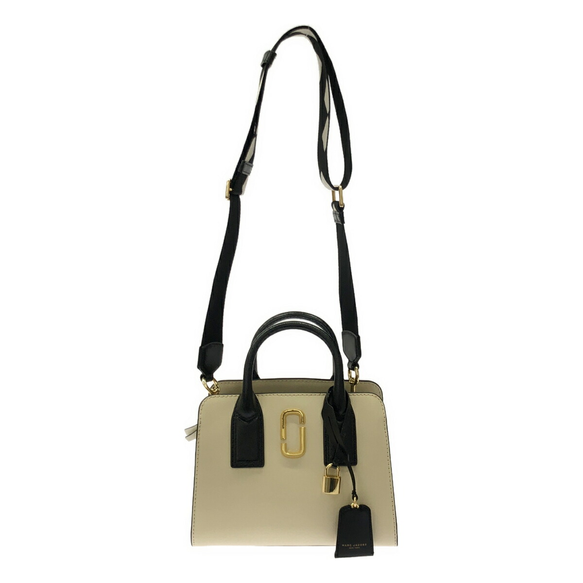 MARC JACOBS 目じるし ジェイコブス Little Big Shot リトルビッグショット ショルダーバッグ 092060-01 象牙色×黒いこと  【中古】 ITGOJGE8ROLM