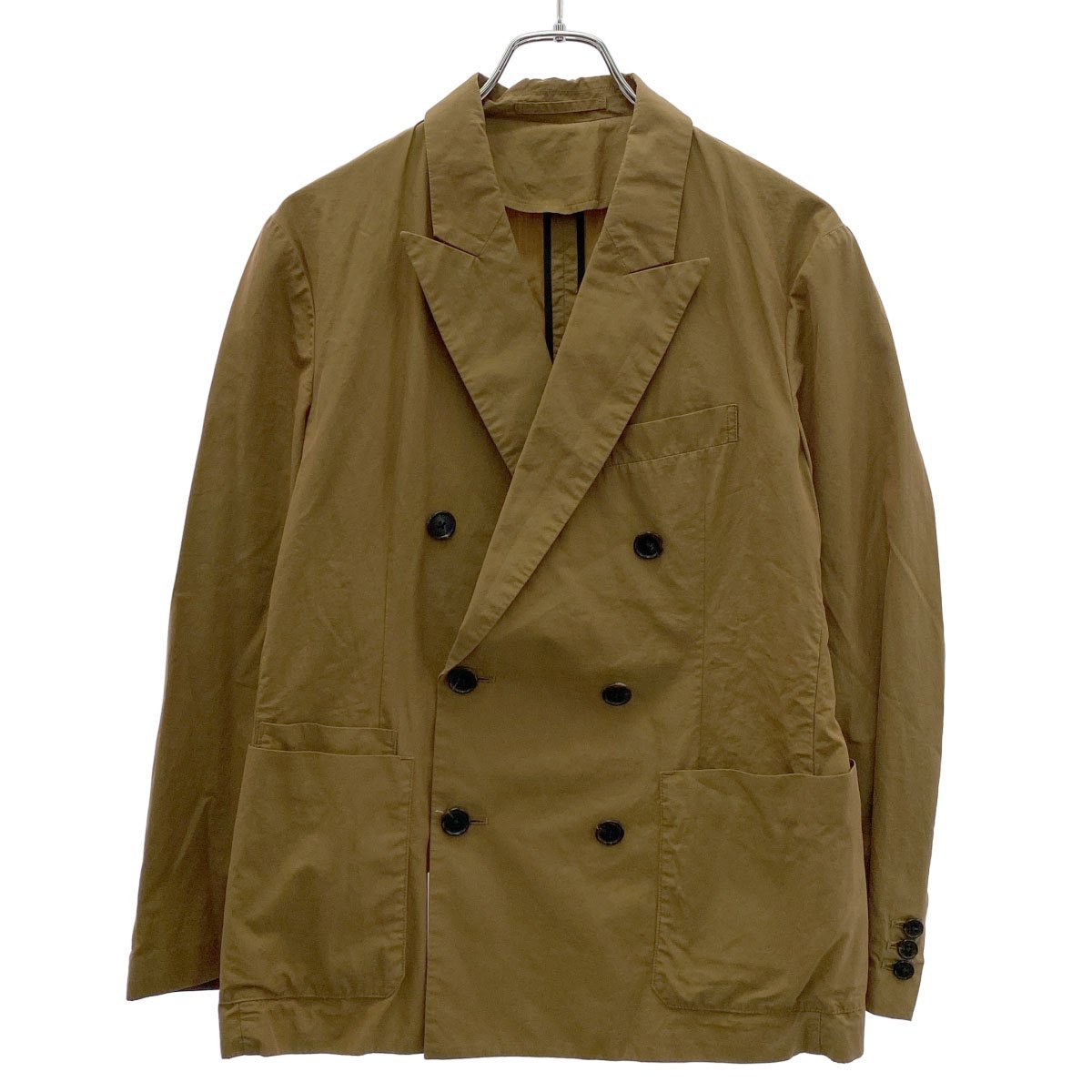 CABaN キャバン コットンシャンブレー ダブルブレストジャケット 59-07-11-07003 キャメルブラウン S 【中古】 IT0P4MRPESKY｜MODESCAPE 店