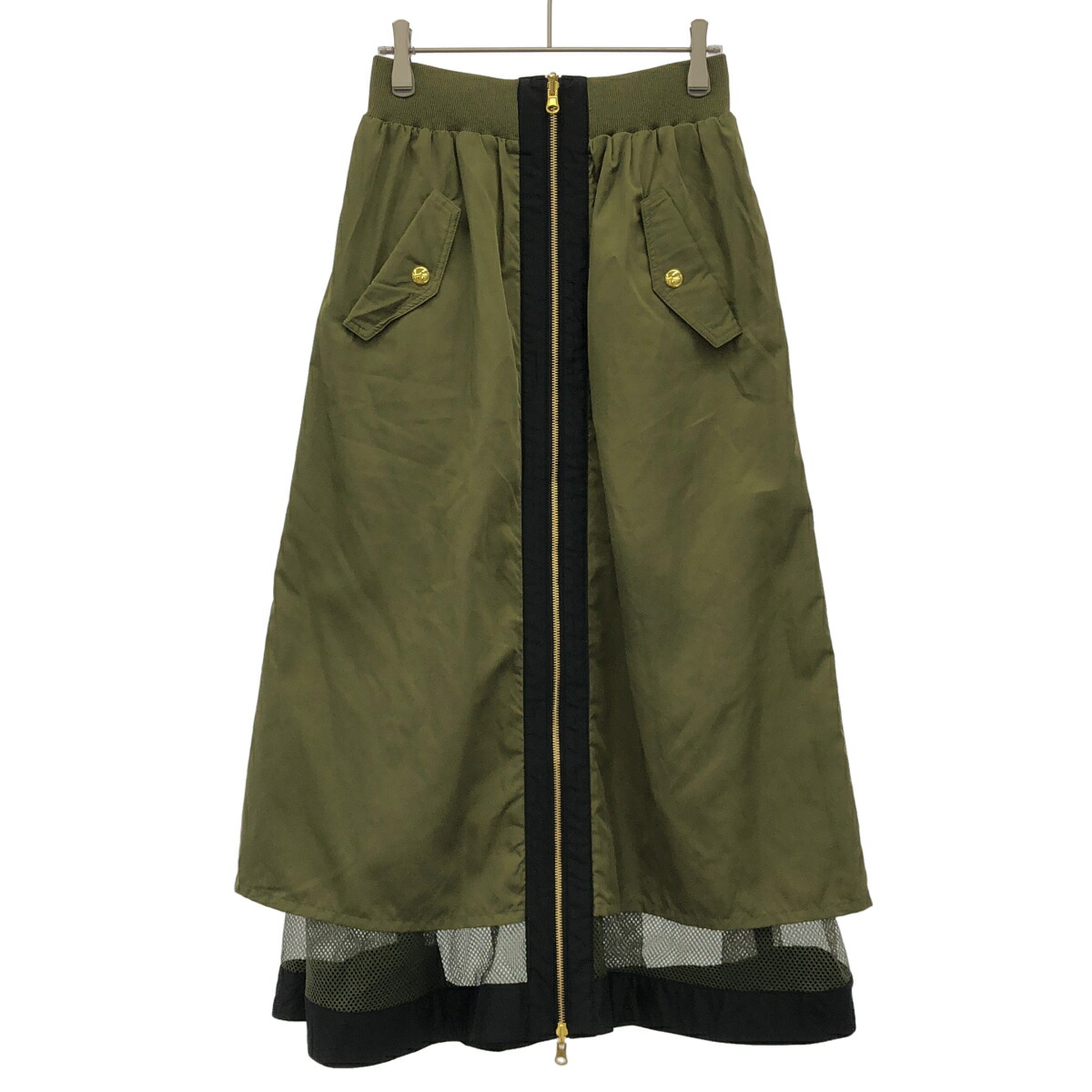 RISLEY リズレー ポリエステルメッシュスカート R2401-RMS 597 オリーブ緑であること F 【中古】 ITHH08TRXLFC