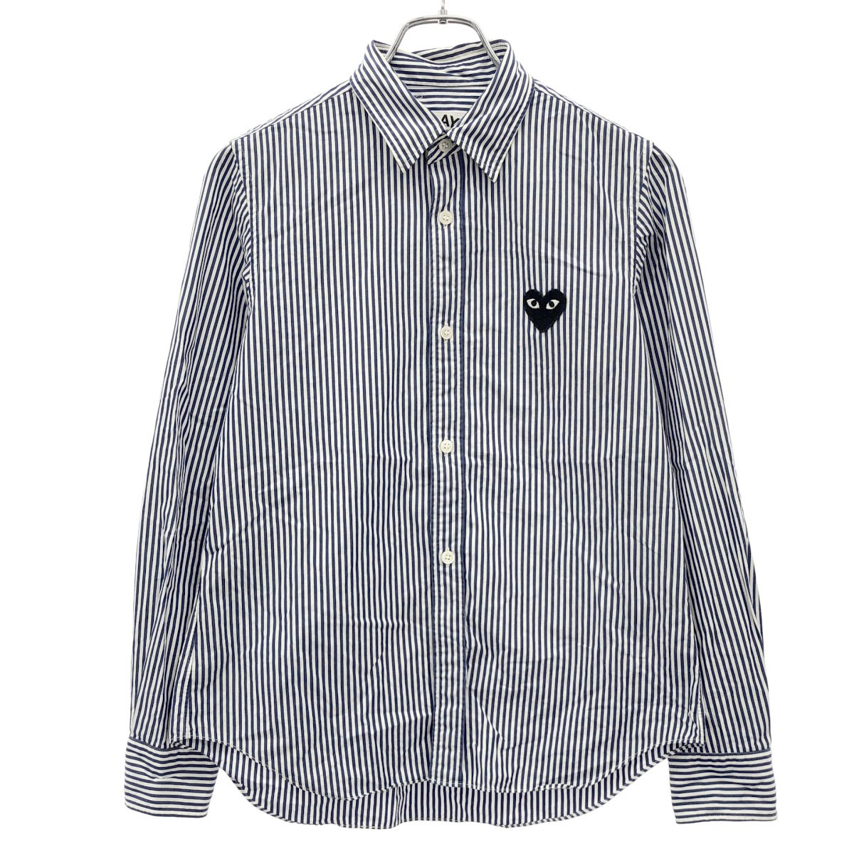 PLAY COMME des GARCONS プレイコムデギャルソン ハートワッペンストライプシャツ AZ-B007 青碧×白いこと M 【中古】 ITFI7B9CQXX0