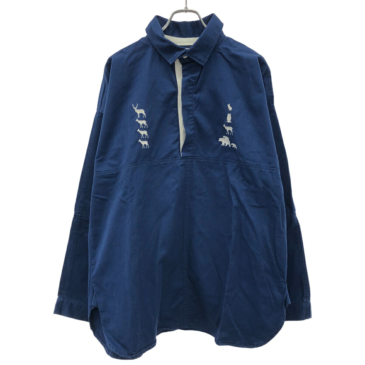 Mountain Research 牟礼問い合わせ 22AW BEAMS PLUS別注 Sports Shirt エンブロイダリースポーツシャツ MTR-3637 青色 L 【中古】 IT26XJFN654O