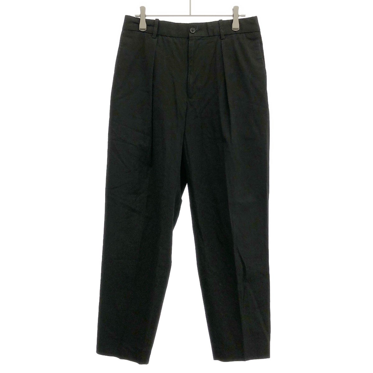 markaware 目じるし御召しもの FRONT PLEATS PEGTOP ORGANIC COTTON DRY GABERDINE スラックスズボン下 A21B-08PT01C 黒いこと 4 【中古】 ITCBCNY47N2S