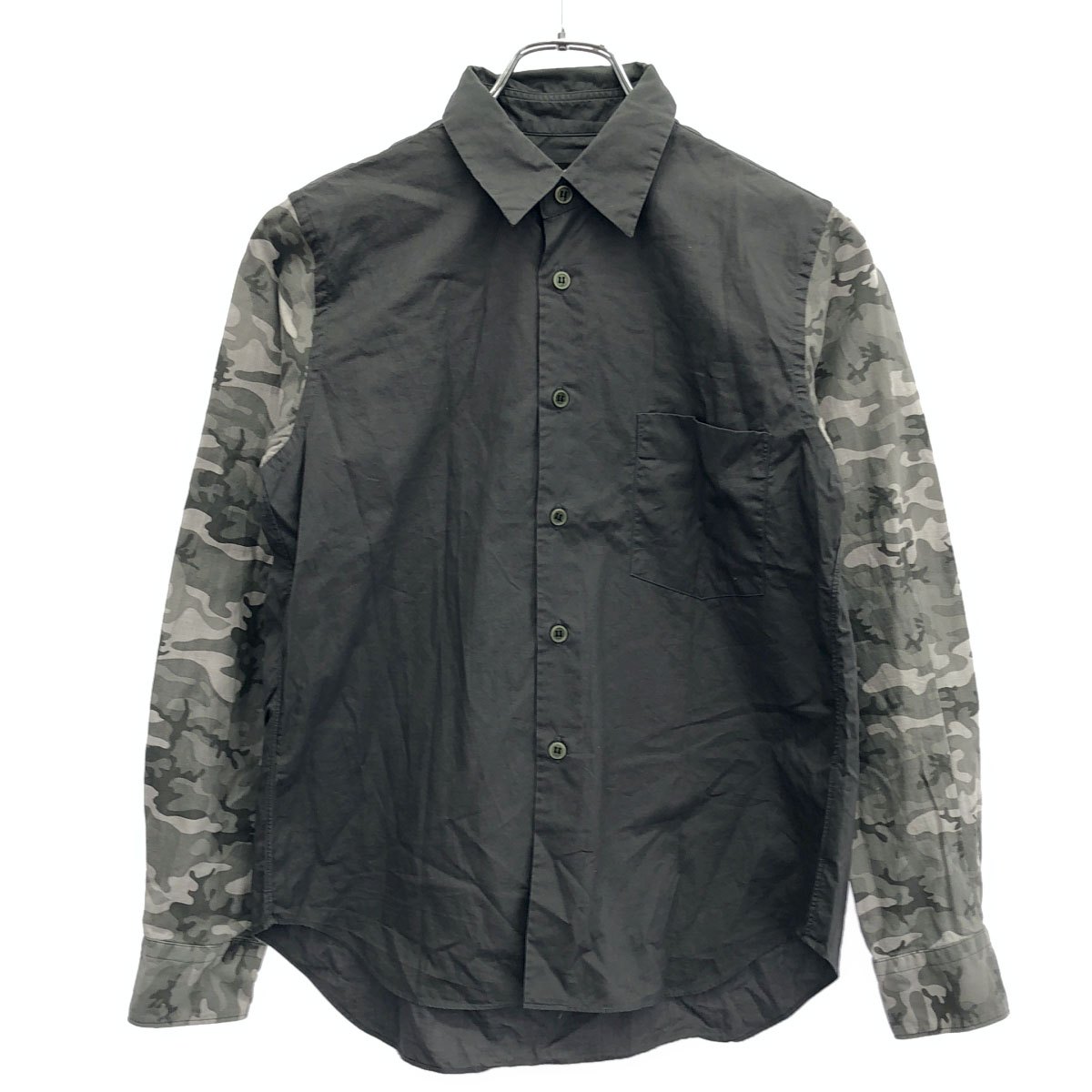 BLACK COMME des GARCONS 黒いこと コムデ給仕 20SS カモフラージュスリーブロングスリーブシャツ 1E-B004 薄墨色 XS 【中古】 ITHNY02O7G80