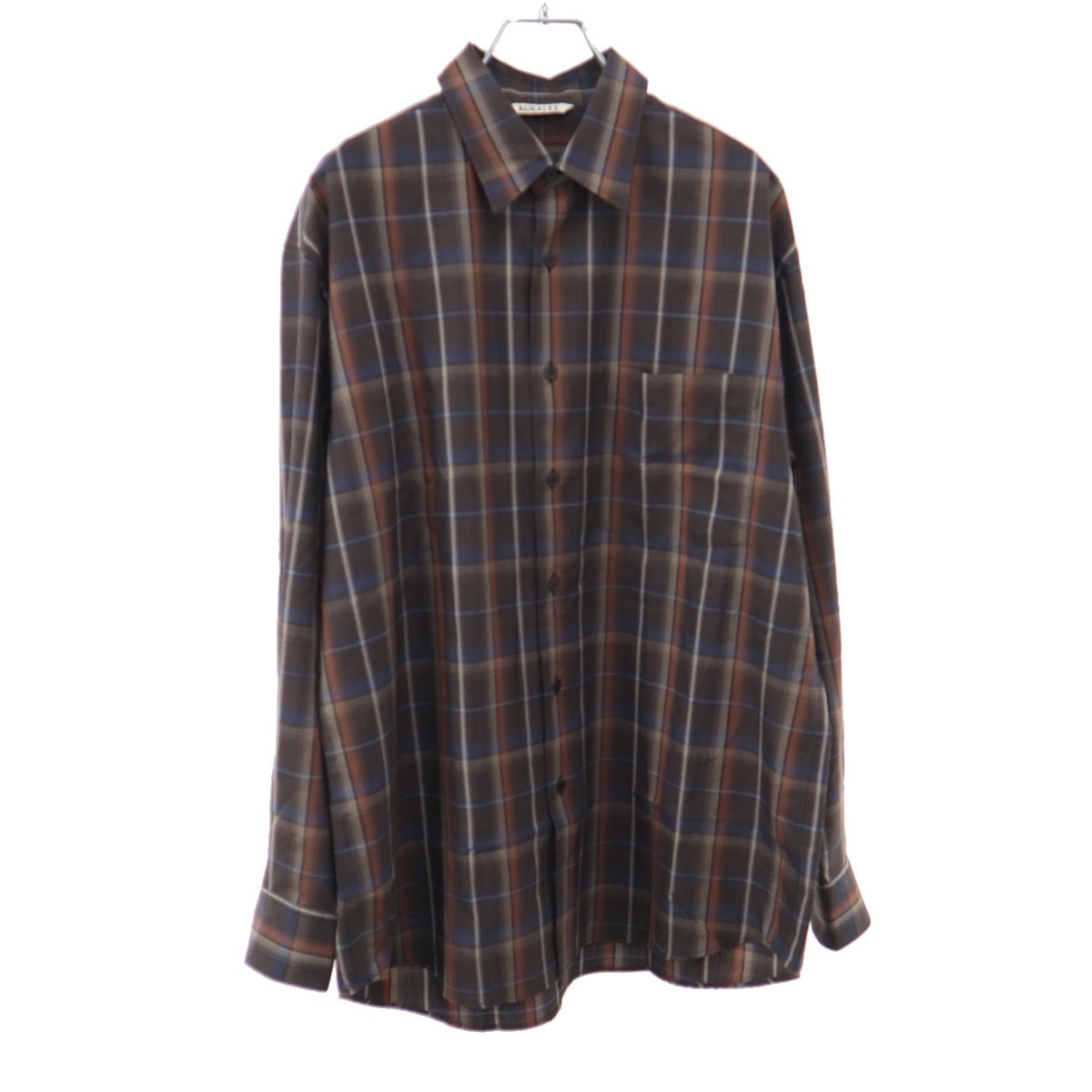 AURALEE オーラリー 24AW SUPER LIGHT WOOL CHECK SHIRT スーパーライトウールチェックシャツ A24SS01LC 赤銅色 3 【中古】 ITLE97RAVV02