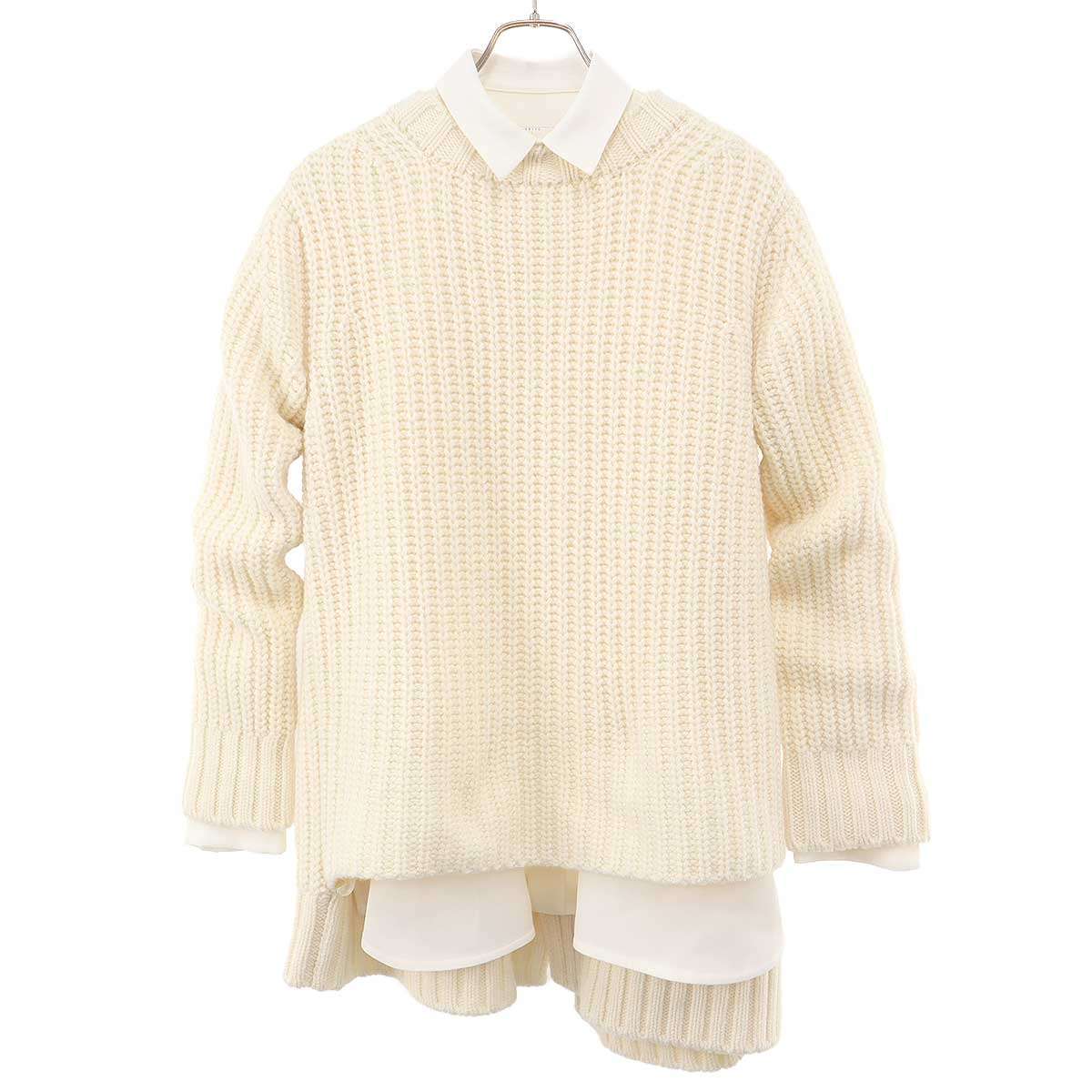 sacai サカイ 25AW Double-Faced Silk Cotton x Wool Knit Dress ドッキングニットワンピース 25-08110 象牙色 1 【中古】 ITHGYCL1RAXI