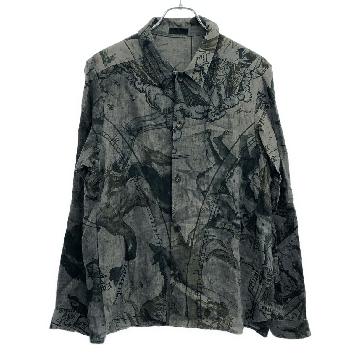 DEVOA デヴォア Zodiac Signs Shirt 星座柄 リネンシャツ グレー 2 【中古】 ITD6RJZS79KW｜MODESCAPE 店
