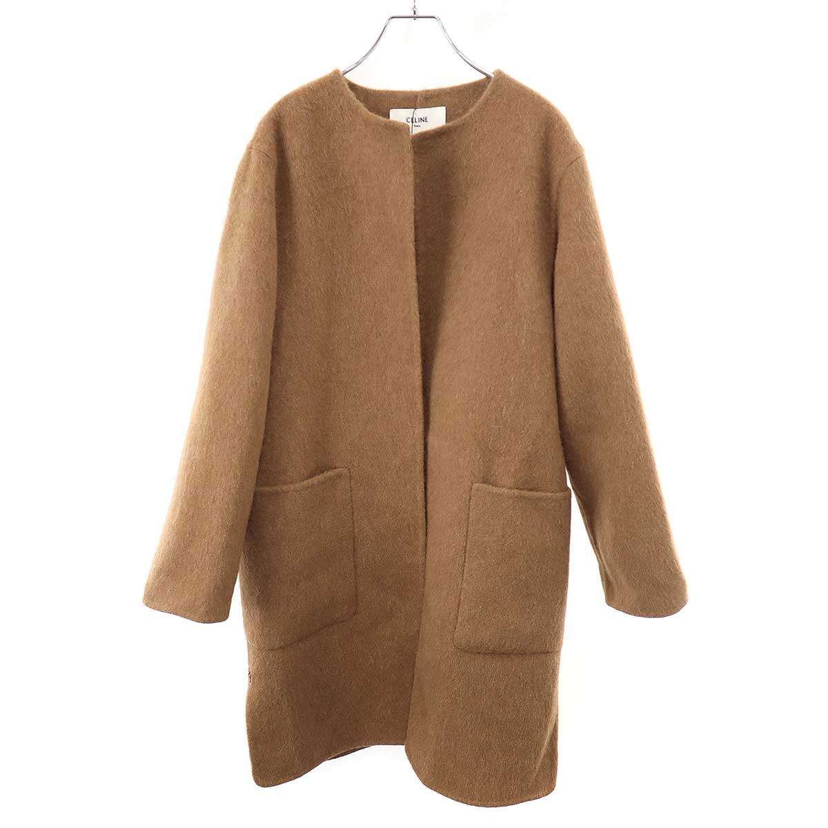CELINE セリーヌ ノーカラーウールコート 2M991582R.02コマーシャル 赤銅色 34 【中古】 ITI25OUPGOCG