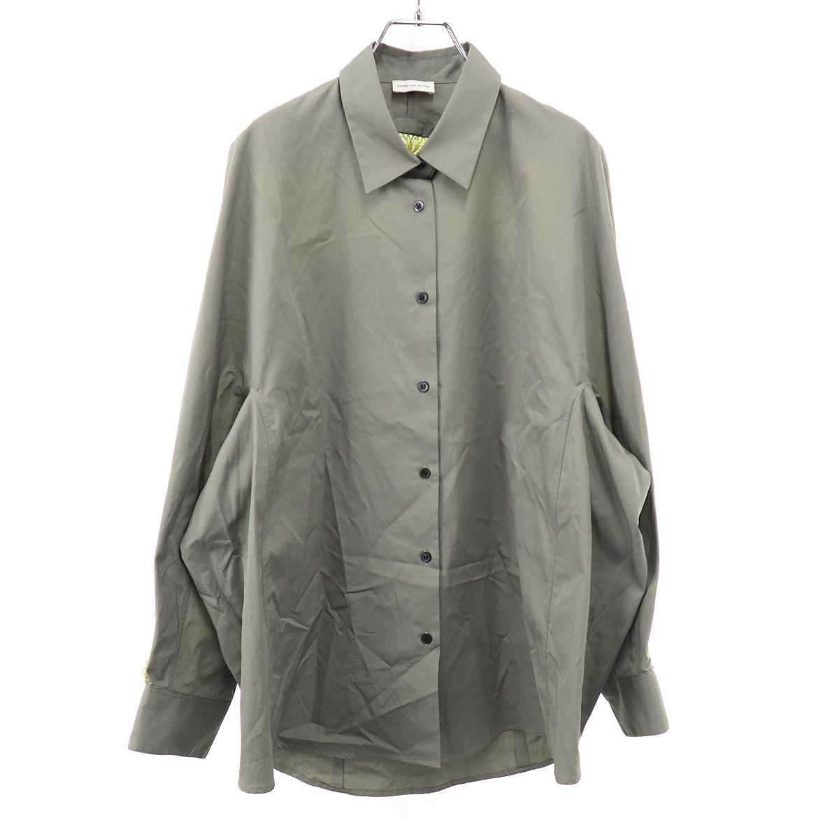 DRIES VAN NOTEN ドリスヴァンノッテン 25SS CAMIA 1374 W.W.SHIRT CEM レースデザインブラウス プルオーバー 251-010753-1374-801 カーキ S 【中古】 IT7T9RIMD6W5