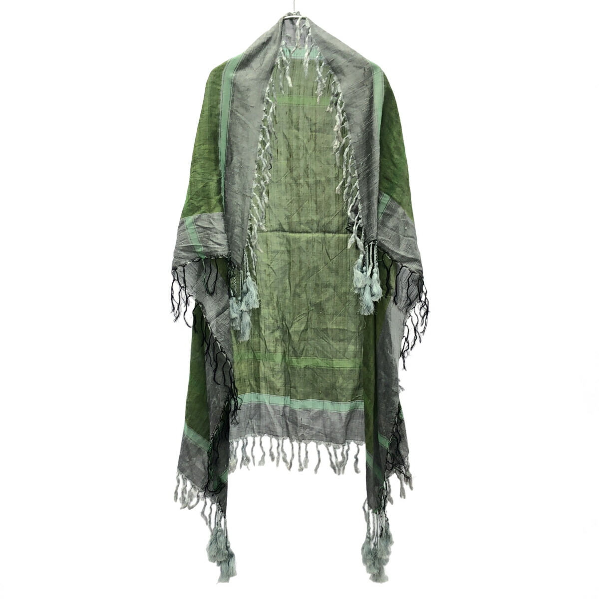 DRIES VAN NOTEN ドリスヴァンノッテン シルクフリンジストール  緑であること  【中古】 ITVEYKFYAWP9