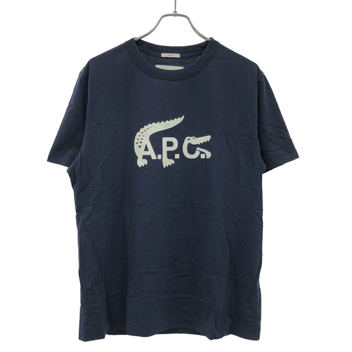 LACOSTE×A.P.C ラコステ アーペーセー フロッキーロゴプリントプルオーバー  米国海軍 M 【中古】 ITX9865GGELC