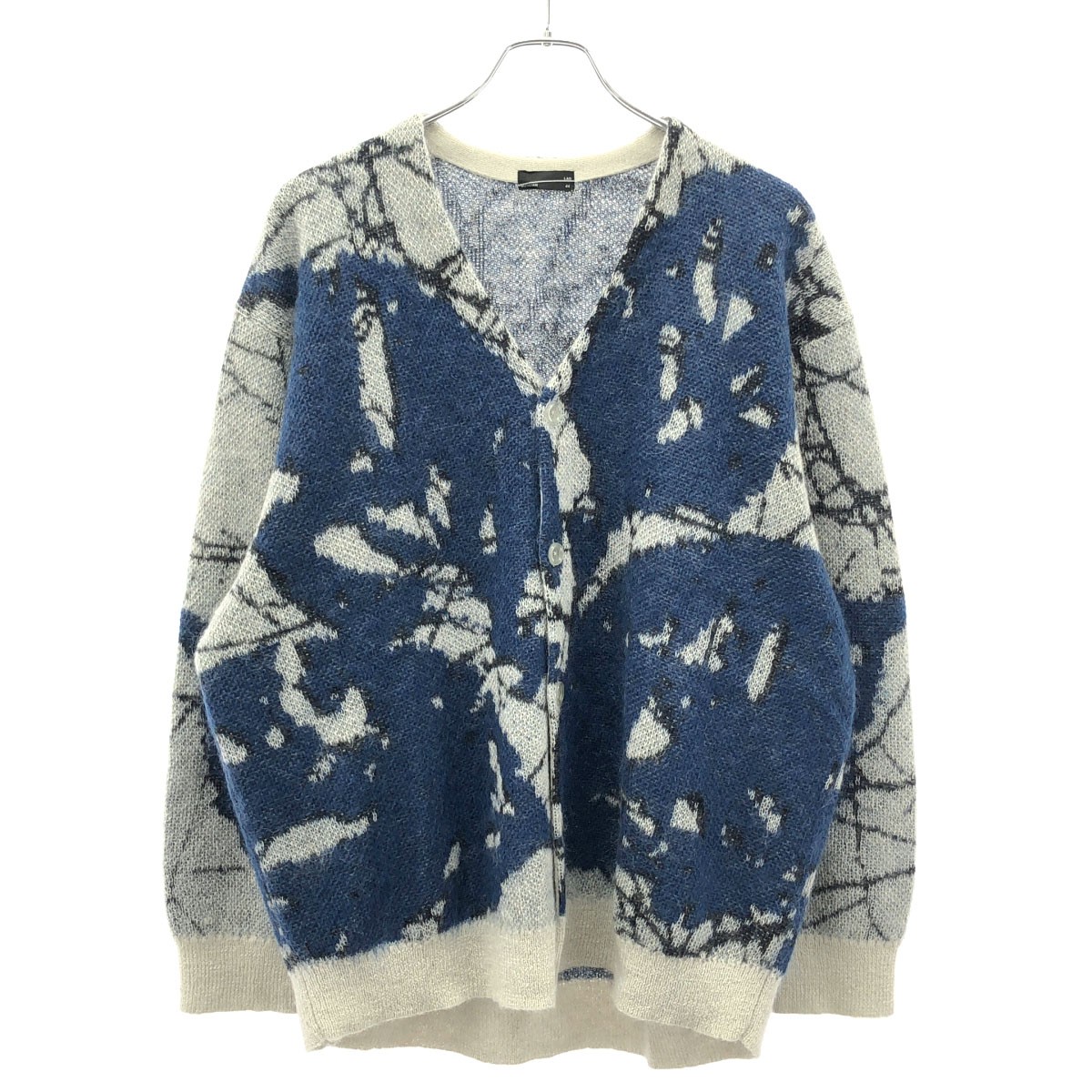 LAD MUSICIAN ラッドミュージシャン 21AW MOHAIR W JACQUARD LEAF KNIT CARDIGAN モヘアジャガードリーフニットカーディガン 2221-012 青色×薄墨色系 44 【中古】 ITZULO3OKANE
