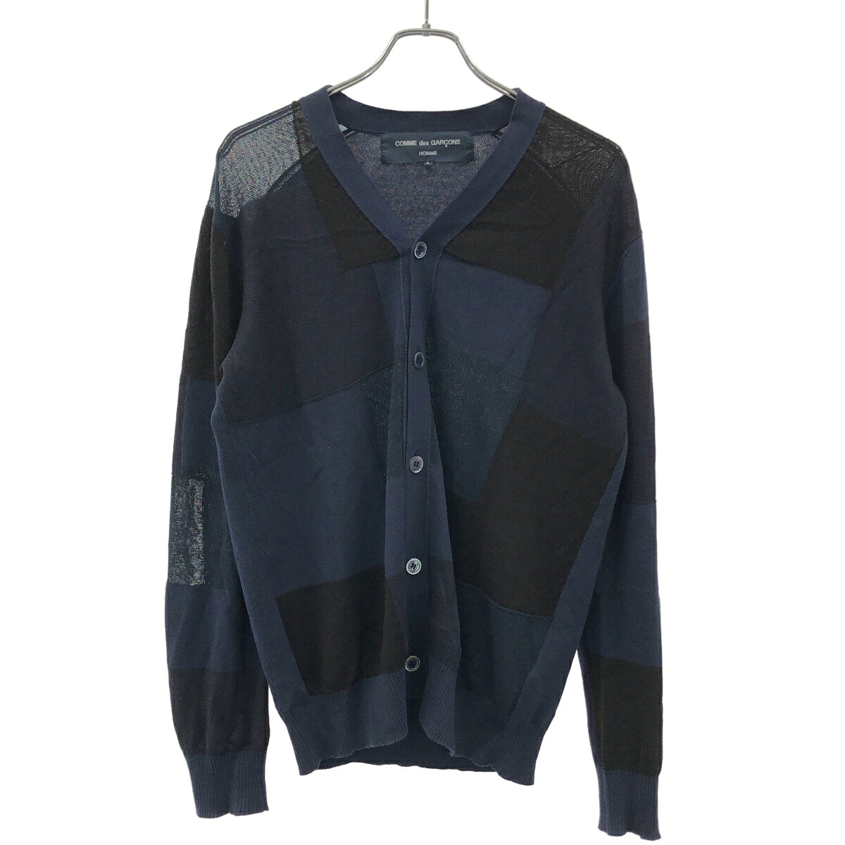 COMME des GARCONS HOMME コムデギャルソンオム 16SS パッチワークデザインカーディガン HQ-N004 米国海軍 L 【中古】 ITT4JFA20BIQ